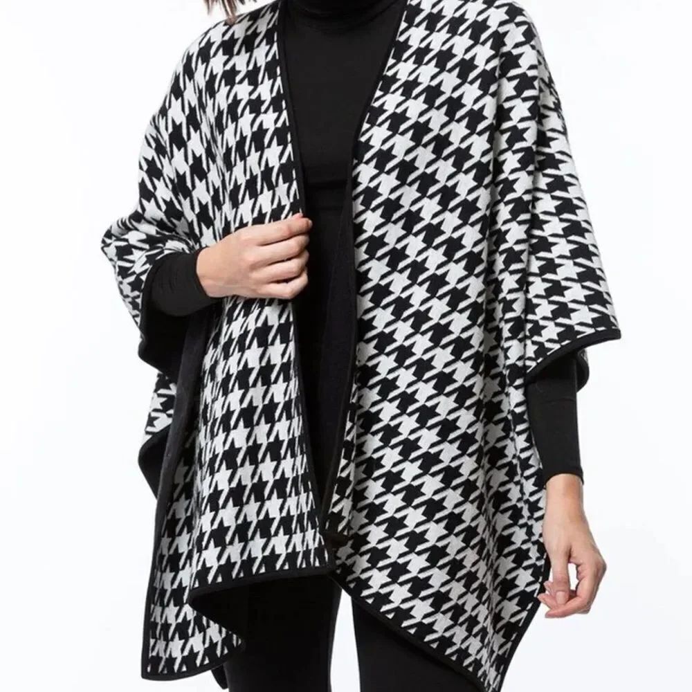 TYLER BOE HOUNDSTOOTH DOUBLE SIDED WRAP BLACK